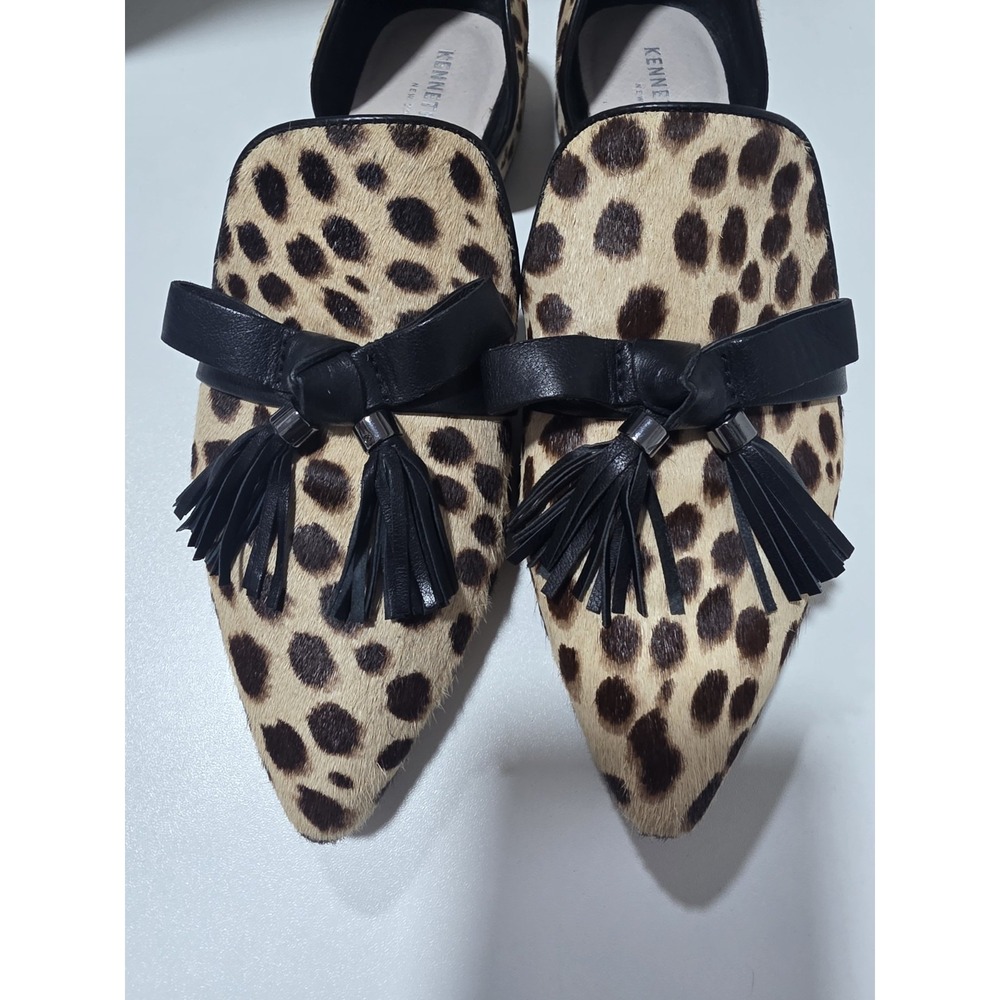 Kenneth Cole New York Leopard Calf Hair D'Orsay Flats Tassel Bow Women's Size 9M - Picture 8 of 11